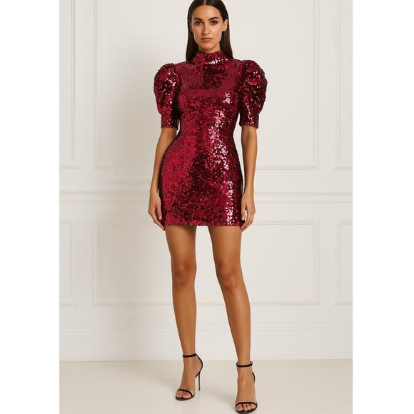 NEW Alice + Olivia Sequin Dress Sz 4 Christmas Holiday Glam Cocktail Event Party - Picture 1 of 12